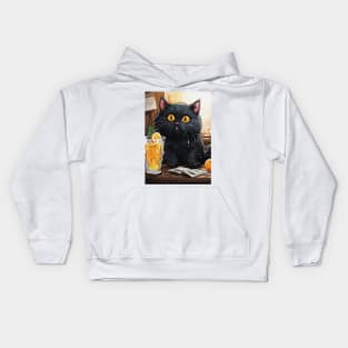 Funny Shocked Black Cat Kids Hoodie